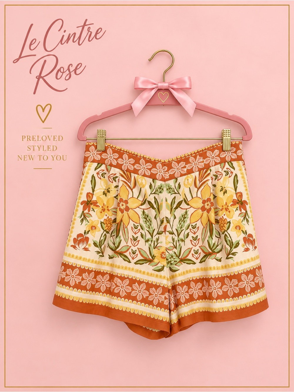 Skies Are Blue Floral Print Shorts in Orange, Yellow & Green